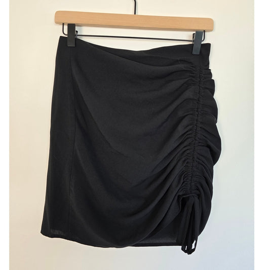 Black Asymmetric Ruched Draped Mini Skirt Size Small
