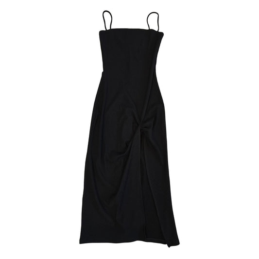 Black Ribbed Knit Spaghetti Strap Midi Dress Size S