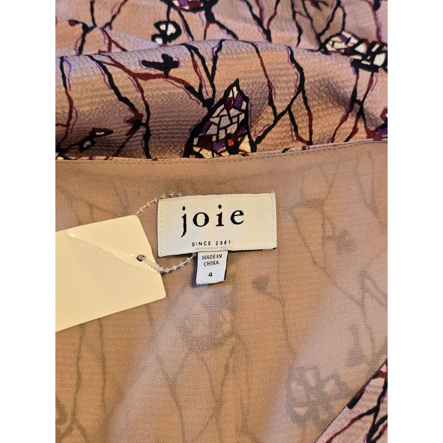 Natural Rose Floral Wrap Long Sleeve Dress Size 4 NWT