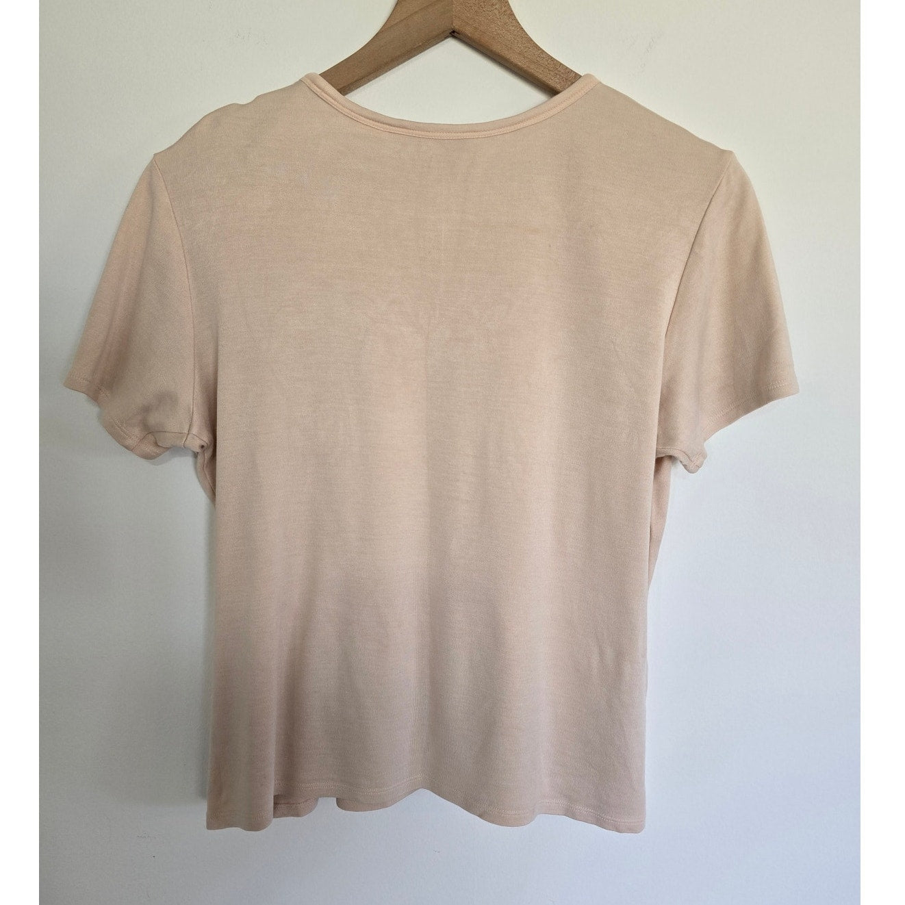 Peach Silk Blend Crew Neck Tee Short Sleeve Size L