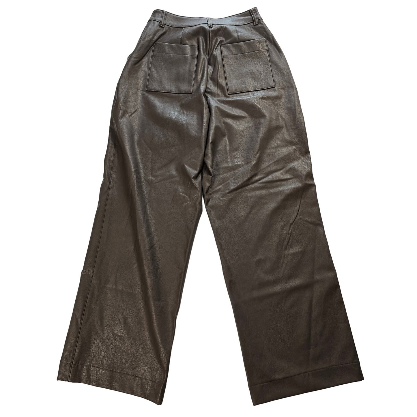 Chocolate Brown Vegan Leather Wide Leg Pants Size 0