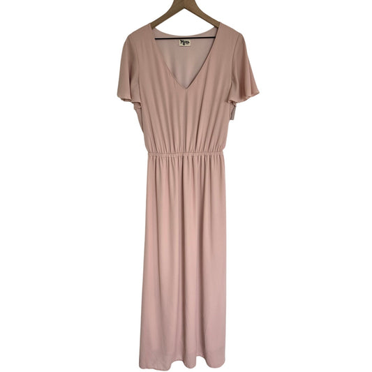 Blush Pink Maxi Dress Flutter Sleeve Size L