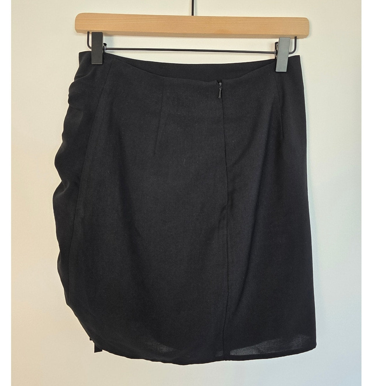 Black Asymmetric Ruched Draped Mini Skirt Size Small
