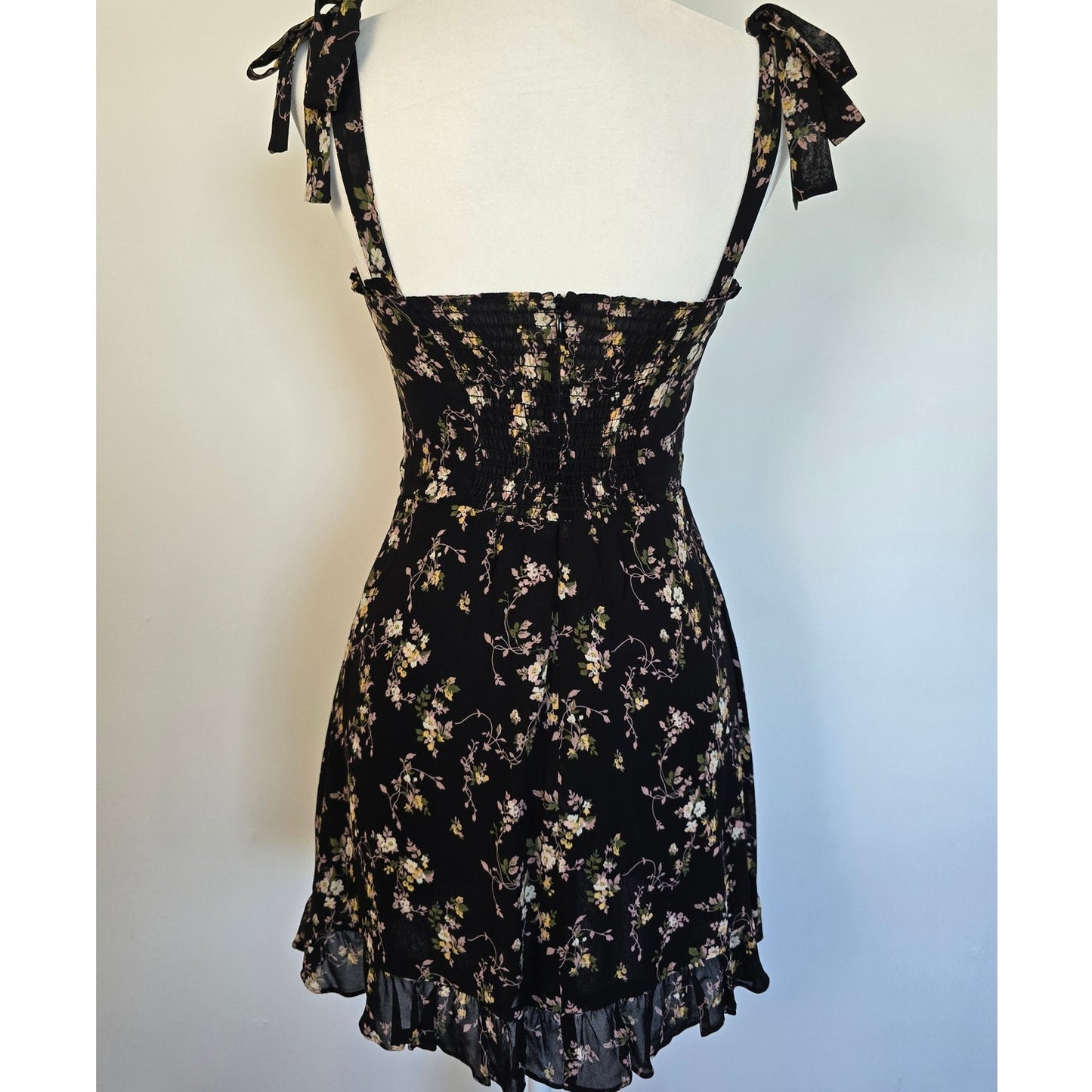 Black Floral Mini Dress Size 4