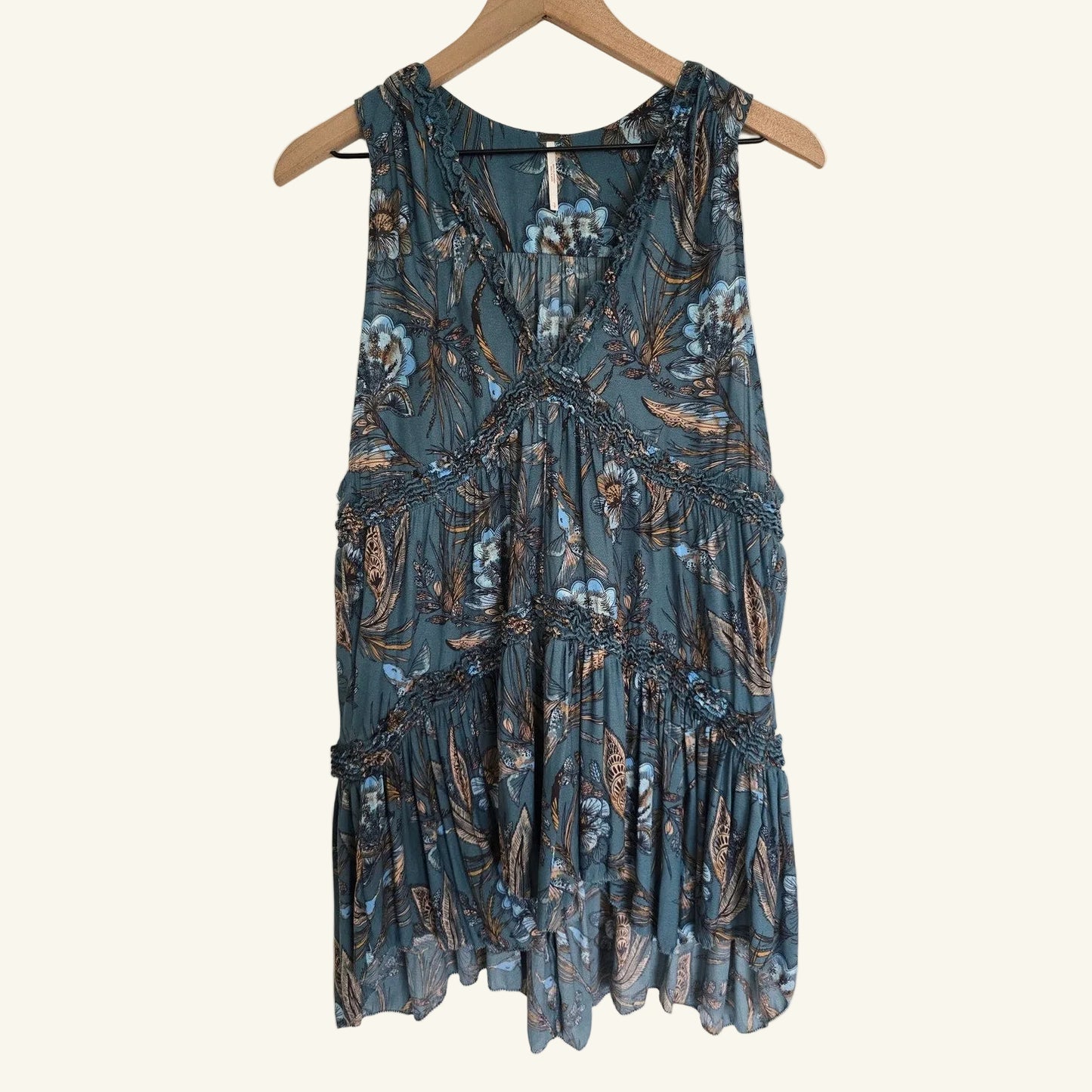 Blue Haze Floral Tunic Top Sleeveless Size S