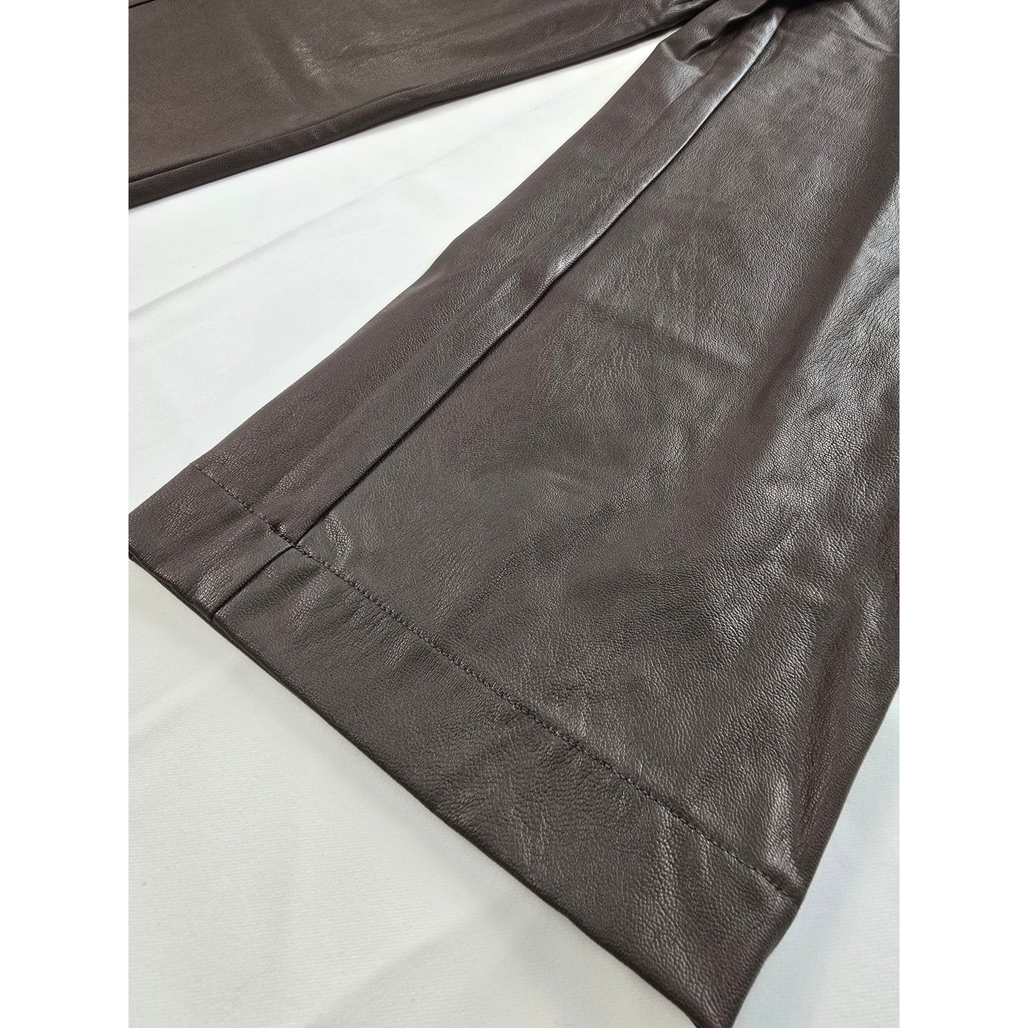 Chocolate Brown Vegan Leather Wide Leg Pants Size 0