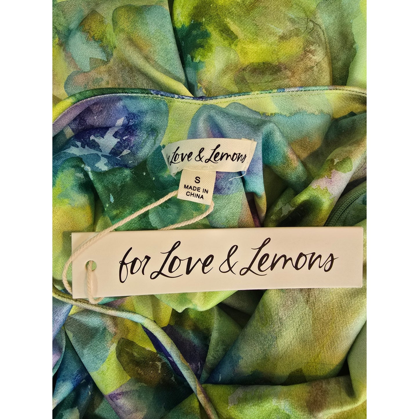 Green Watercolor Ruffle Mini Dress Size S NWT