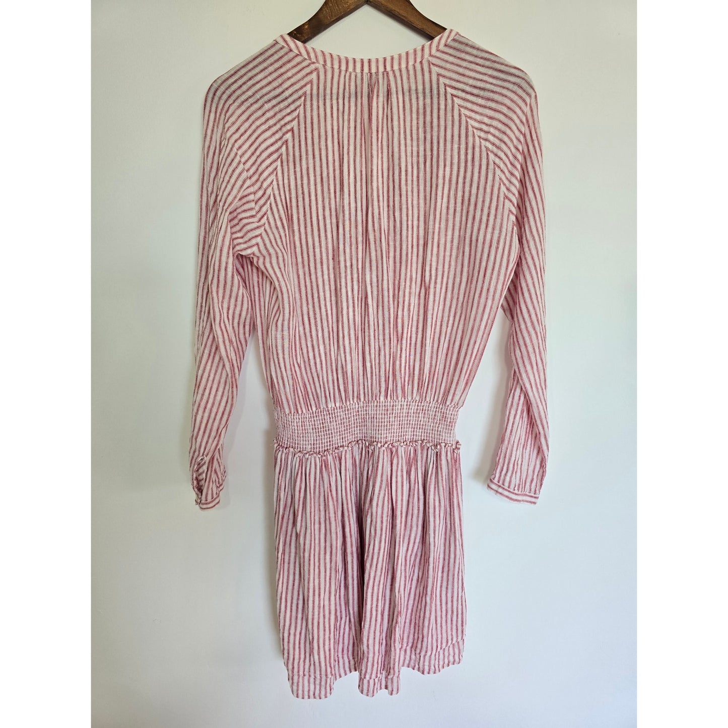 Red White Linen Blend Mini Dress Size M