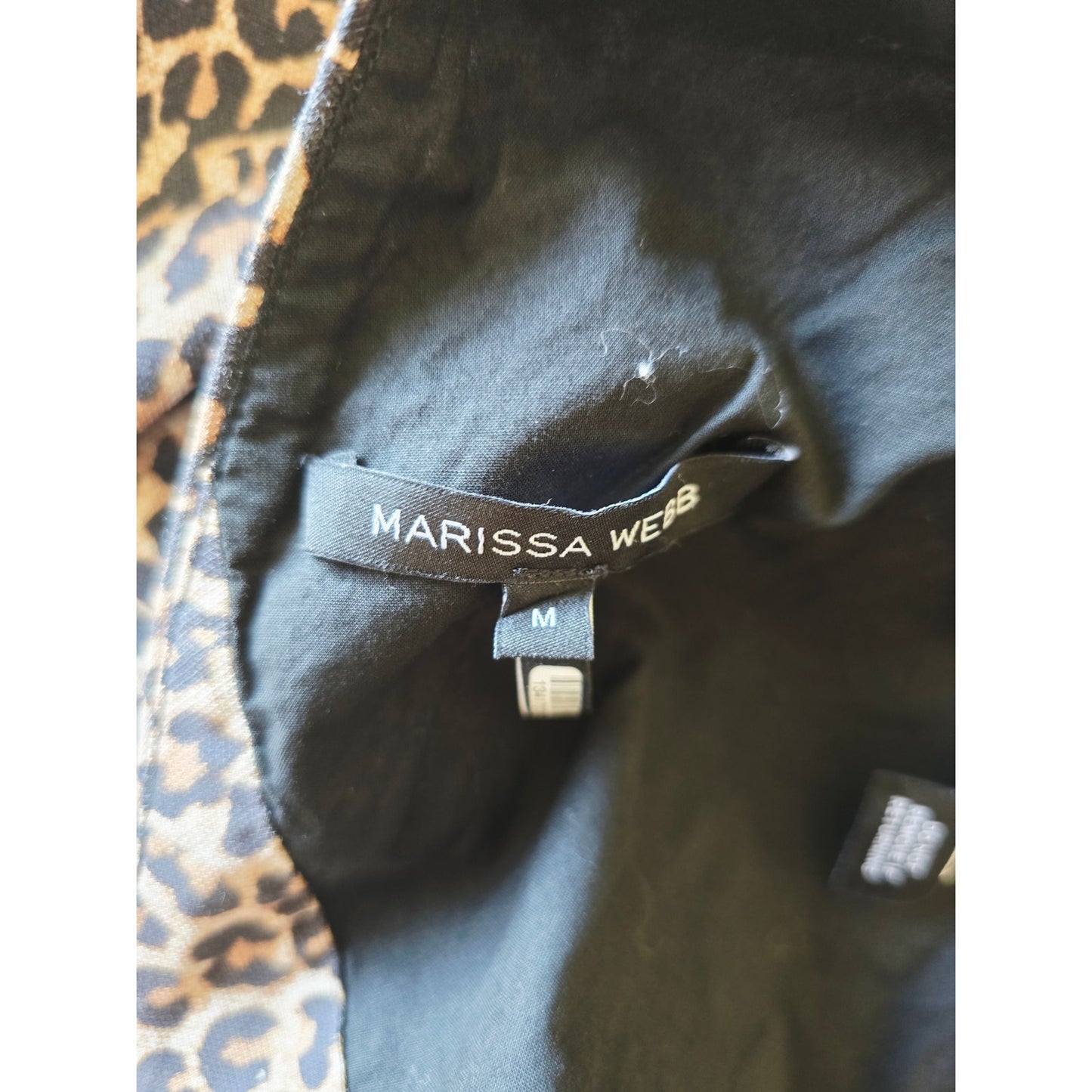 Leopard Puff Sleeve Open Back Crop Top Size M