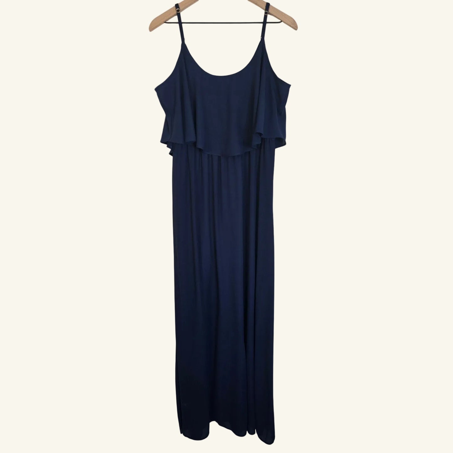 Navy Ruffle Maxi Bridesmaid Dress Size L