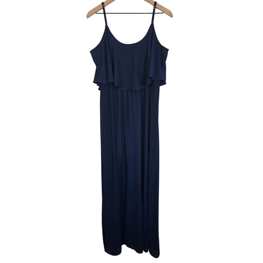 Navy Ruffle Maxi Bridesmaid Dress Size L