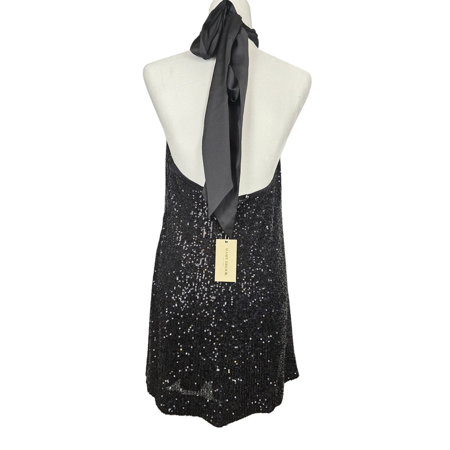 Black Sequin Halter Mini Dress Size M NWT