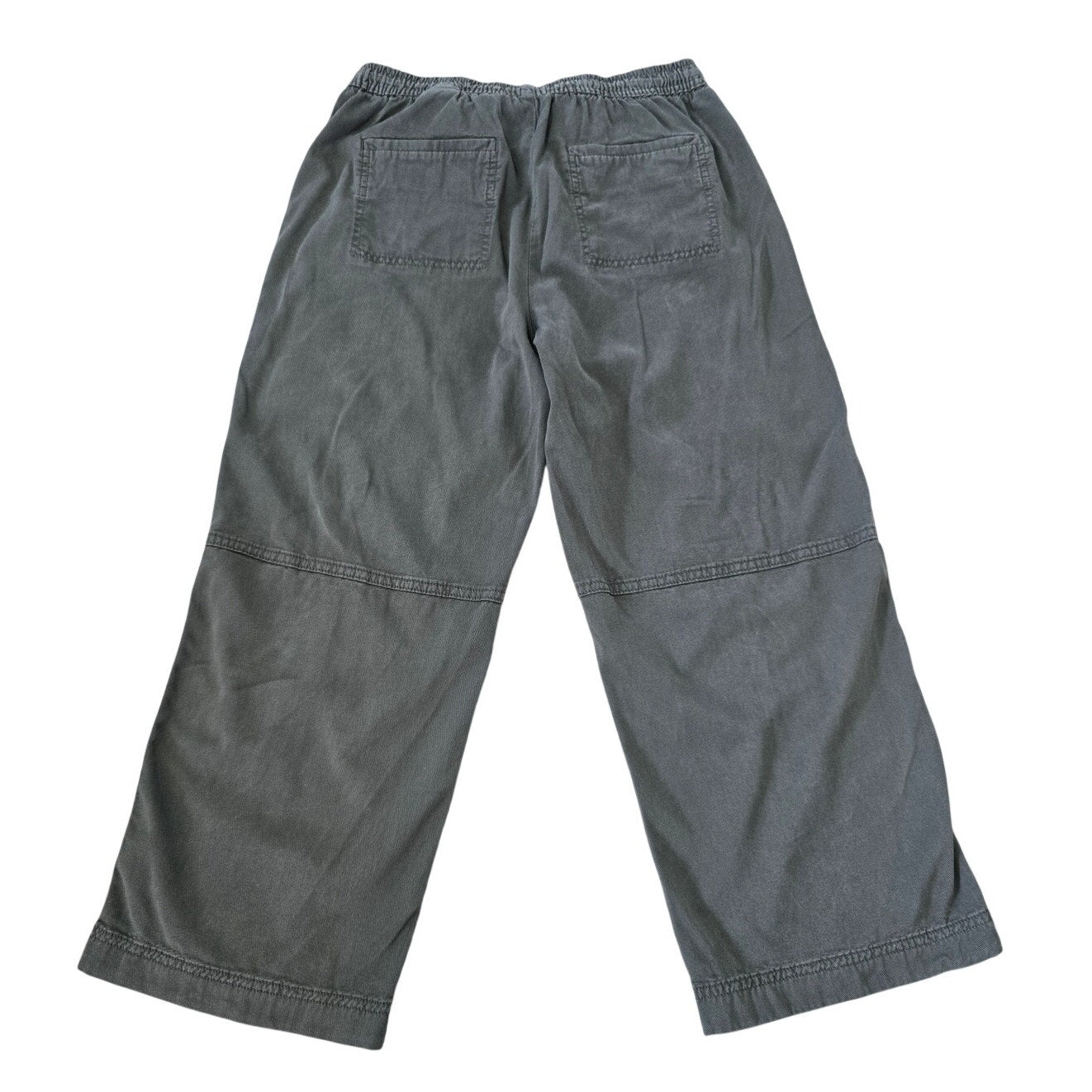 Olive Cargo Capri Pants Elastic Waist Relaxed Size S Petite