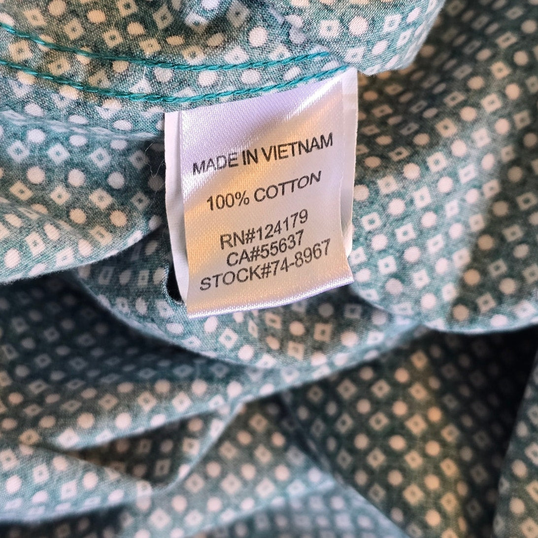 Green Cotton Geometric Button Down Shirt Size M