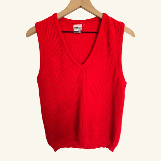 Vintage Cotton Red Knit Sweater Vest Size S-M