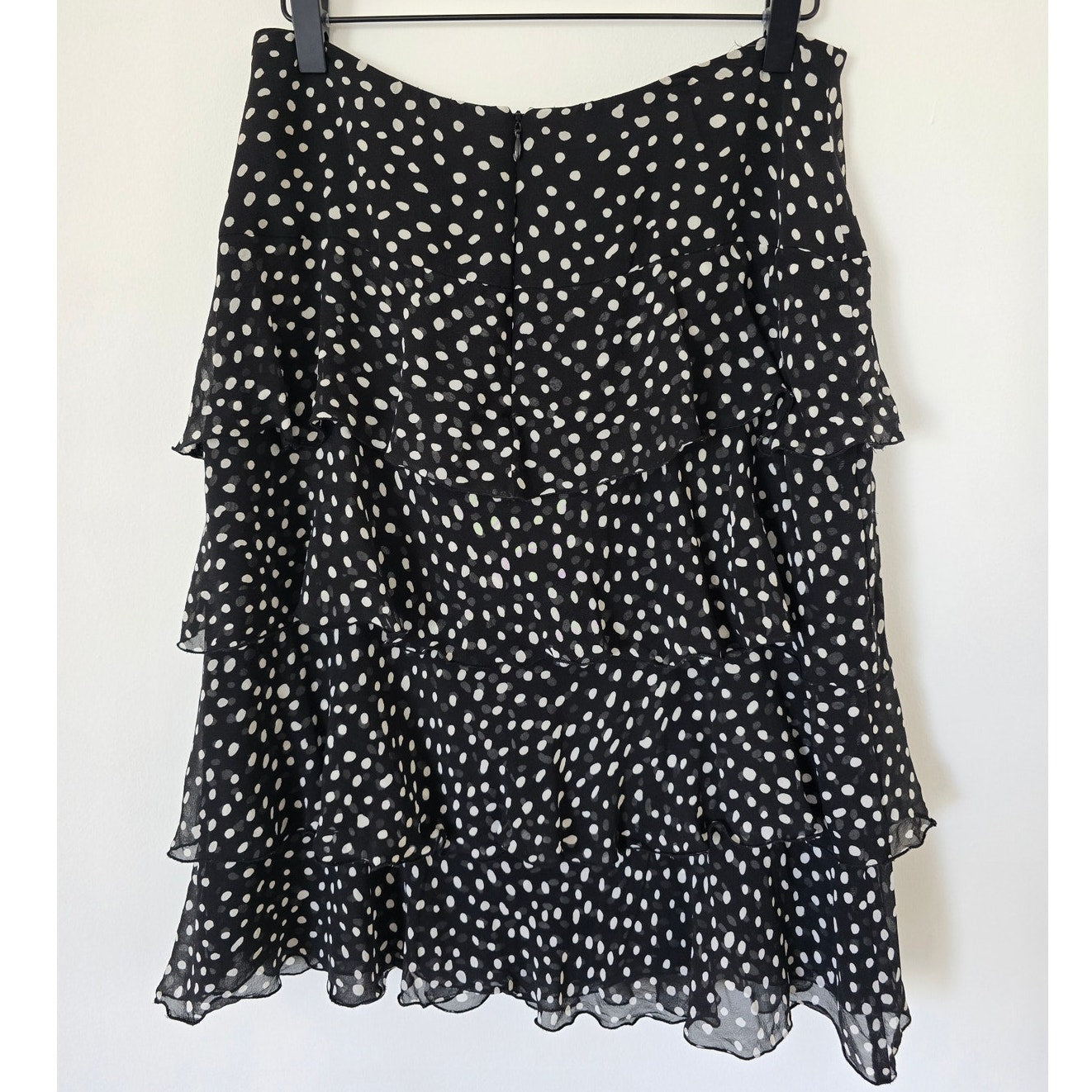 Vintage Black White Polka Dot Tiered Ruffle Skirt Size 6