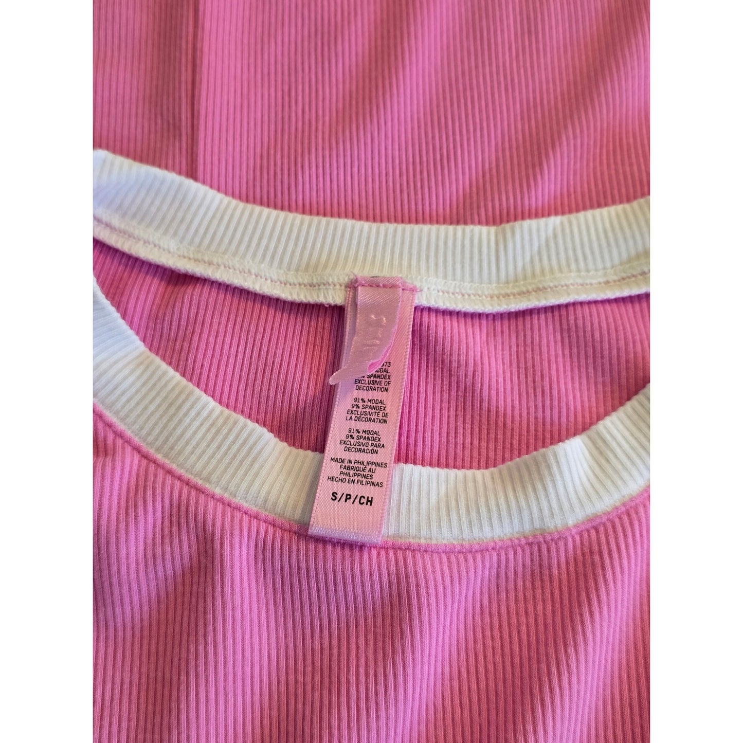 Pink White Soft Lounge Ringer T-Shirt Maxi Dress Size L