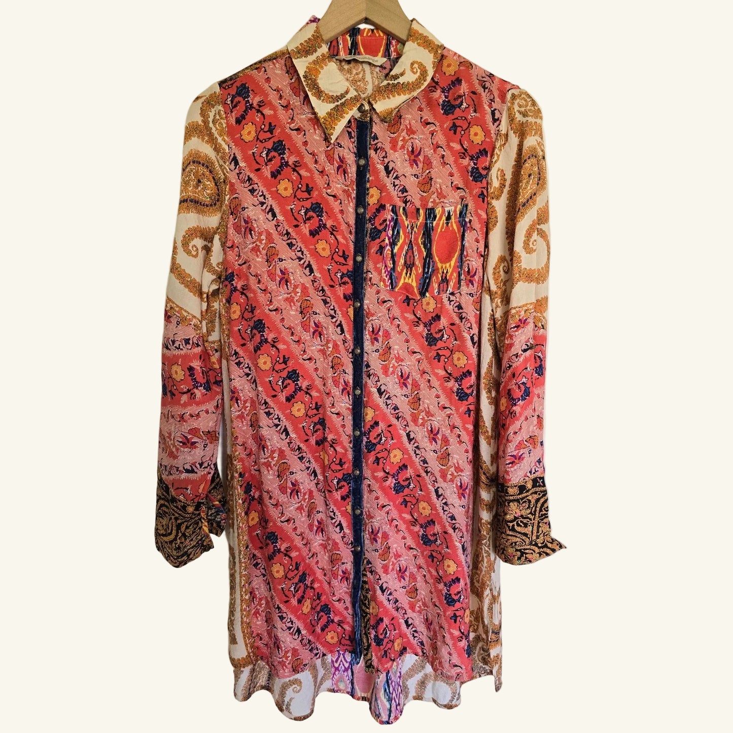 Velvet Paisley Trim Tunic Size Small