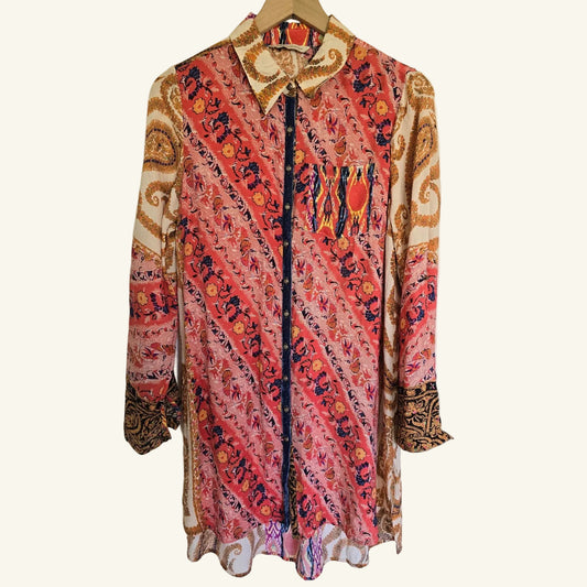 Velvet Paisley Trim Tunic Size Small
