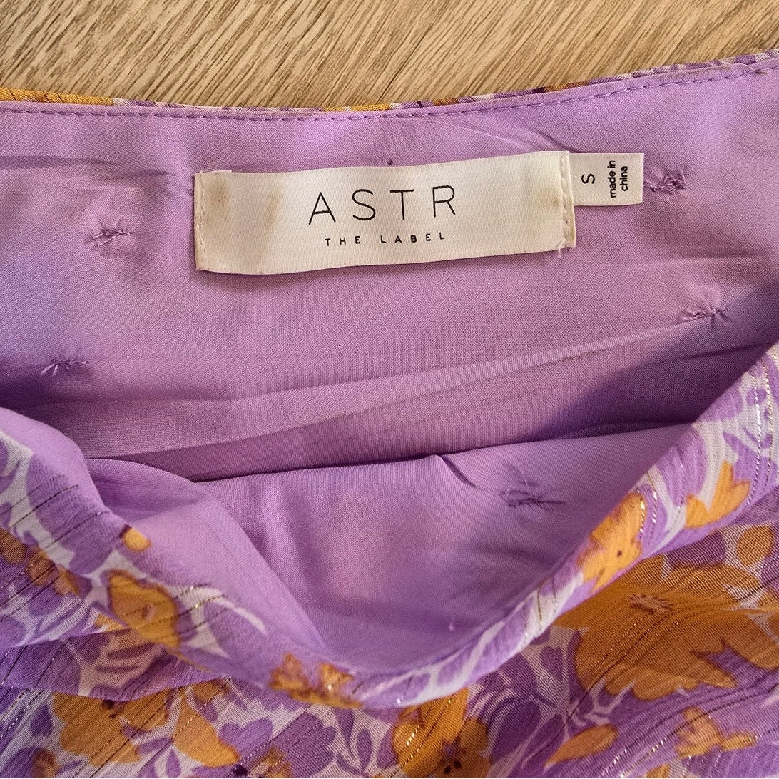 Lilac Purple Floral One Shoulder Midi Dress Size S