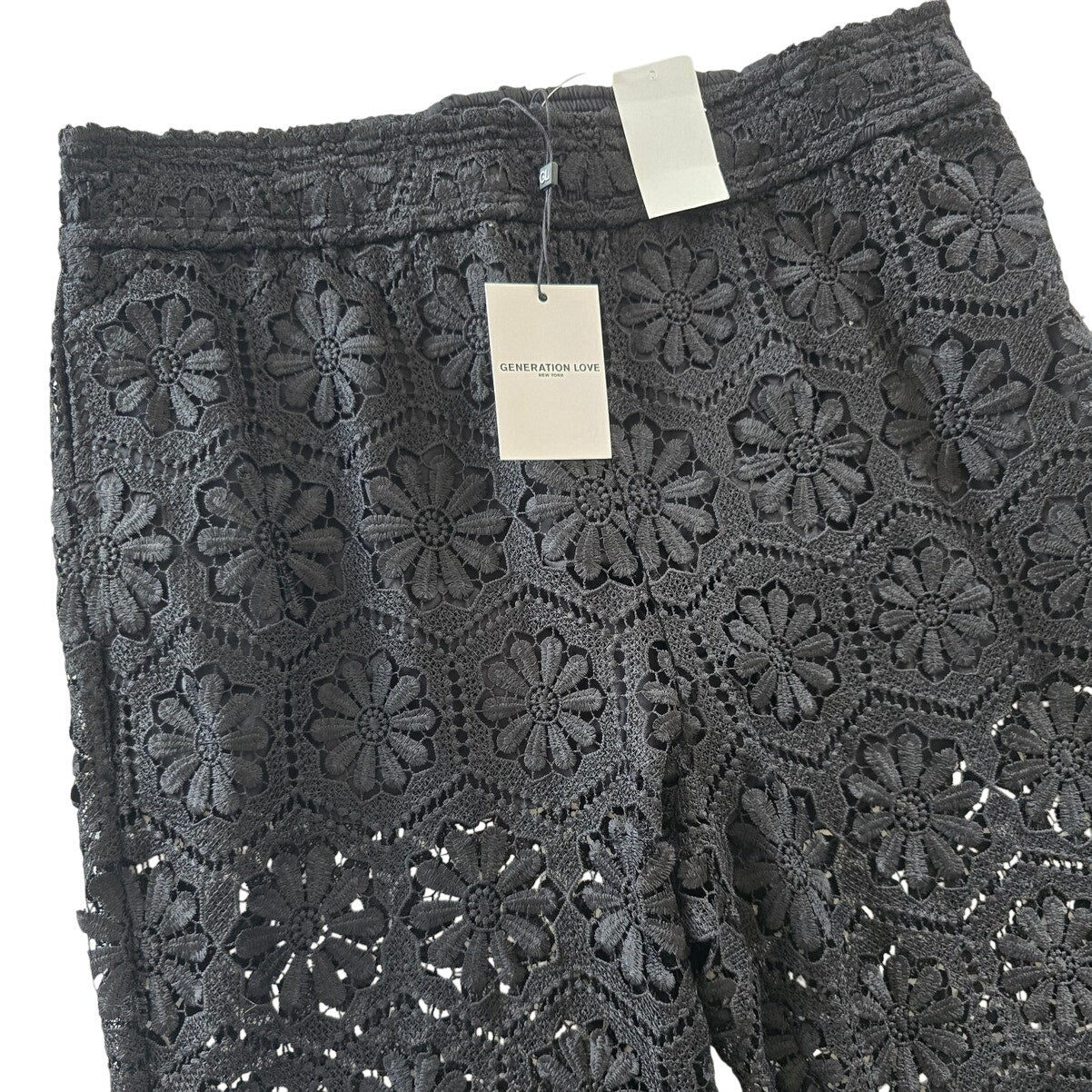 Black Lace Bootcut Pants Size L
