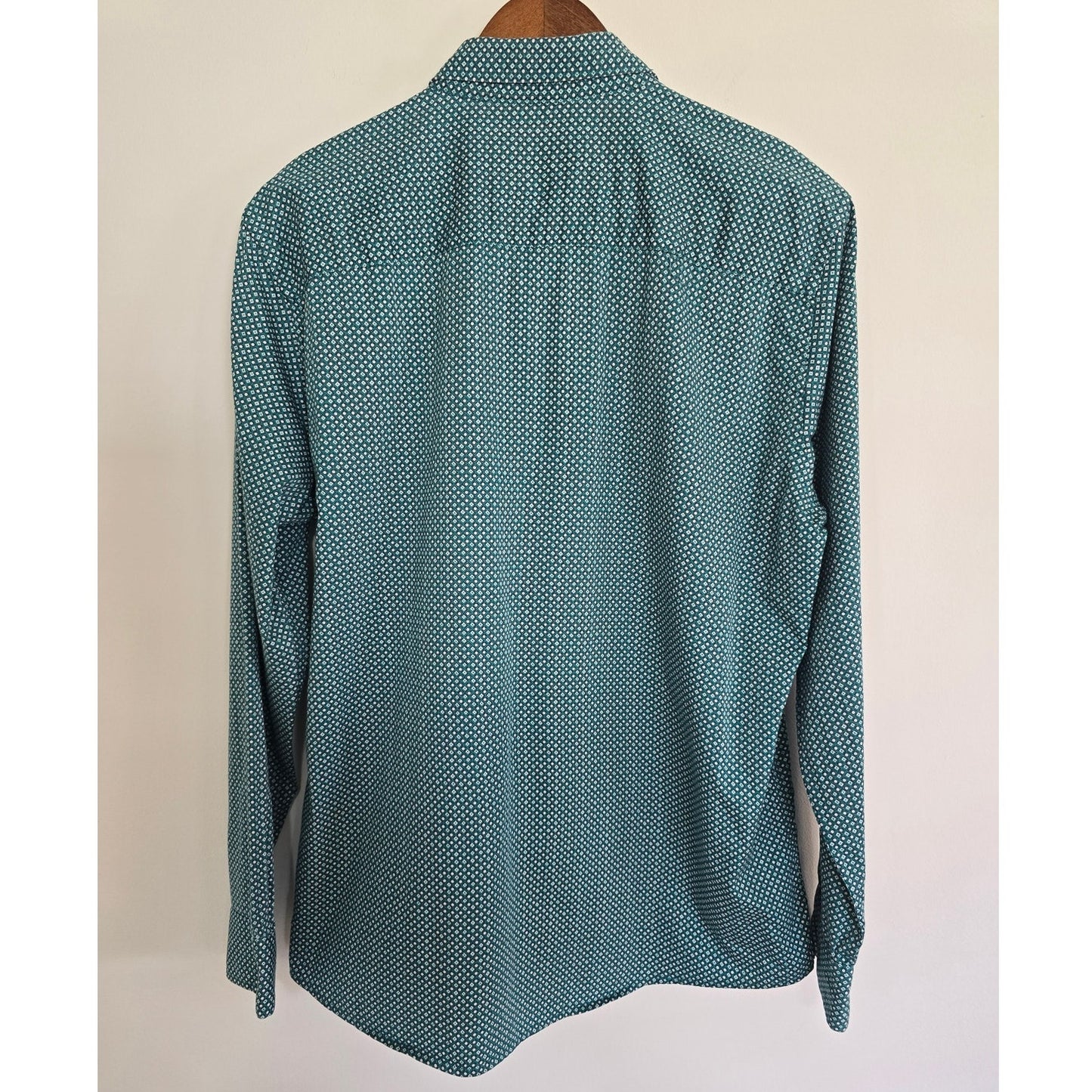 Green Cotton Geometric Button Down Shirt Size M