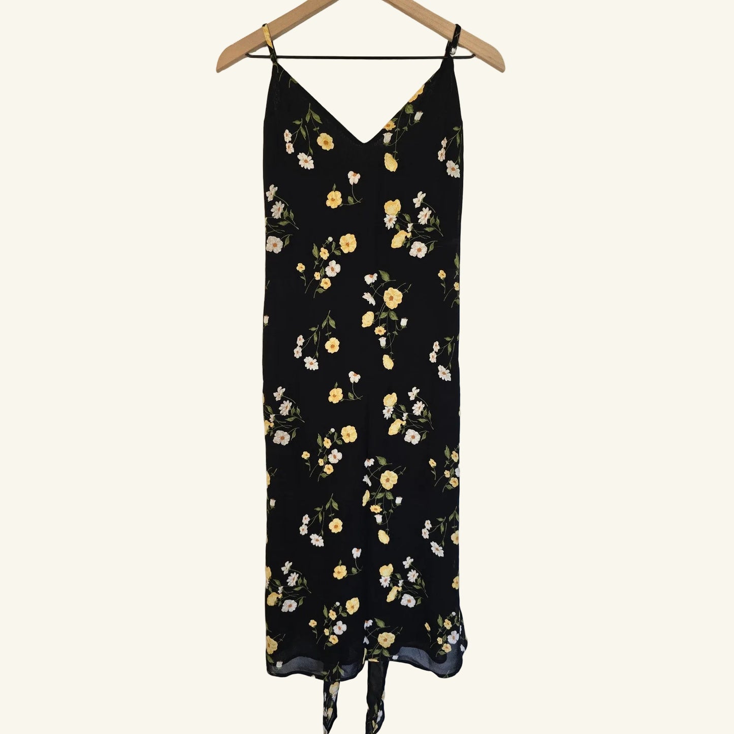 Black Floral Midi Dress Size 4 NWT