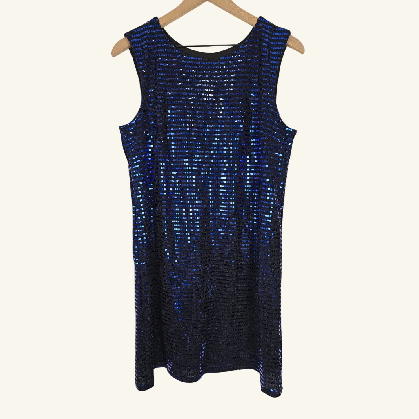 Blue Sequin Mini Dress Sleeveless Party Cocktail Size L