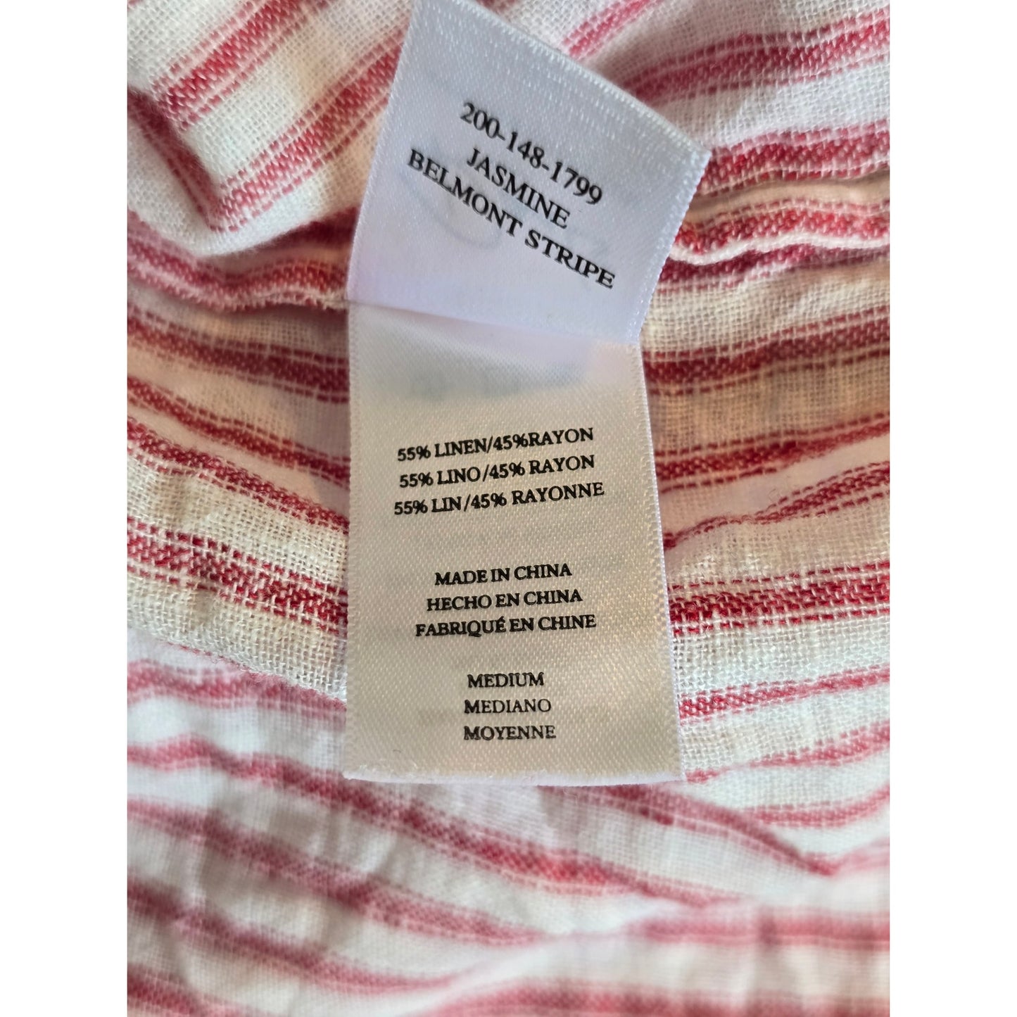 Red White Linen Blend Mini Dress Size M
