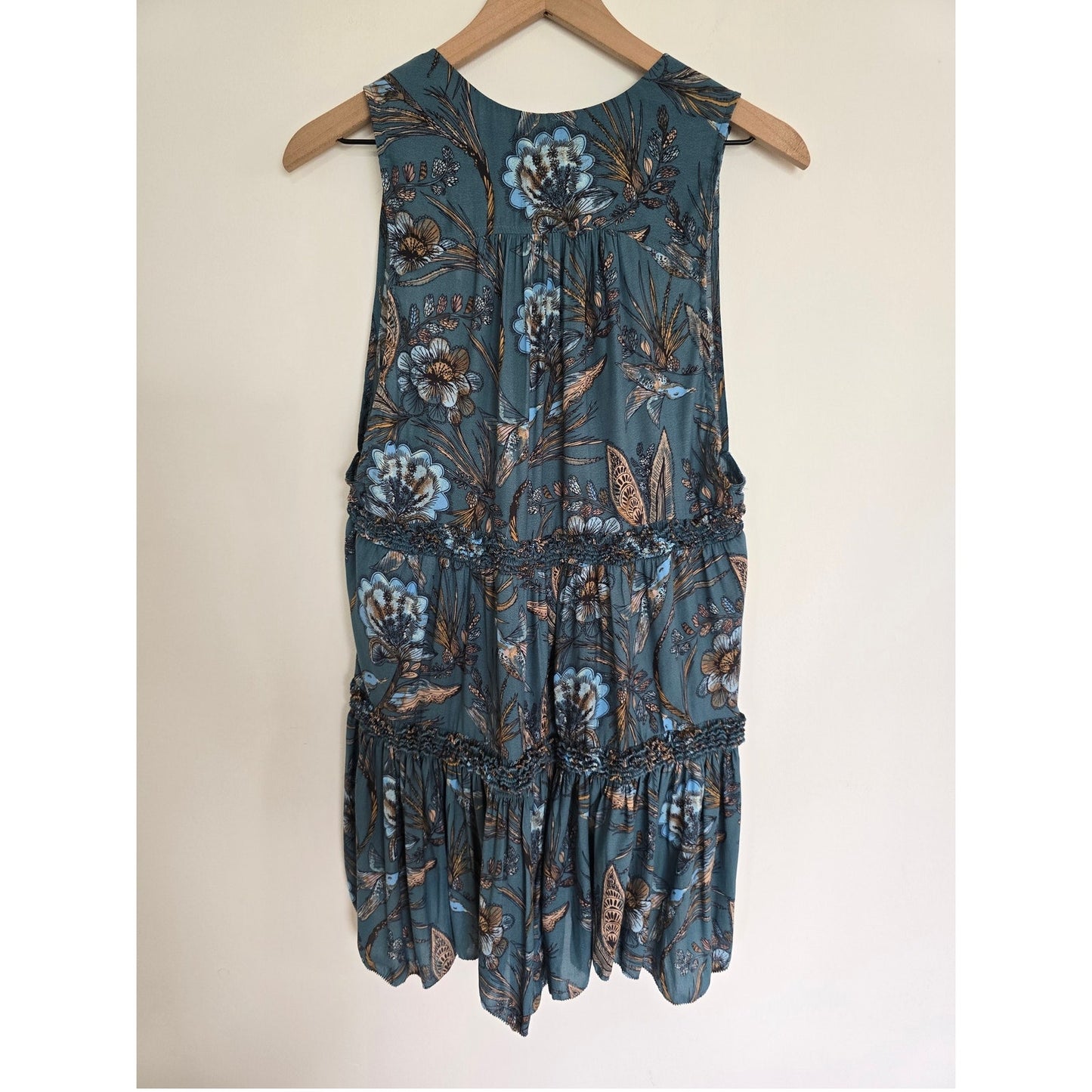 Blue Haze Floral Tunic Top Sleeveless Size S