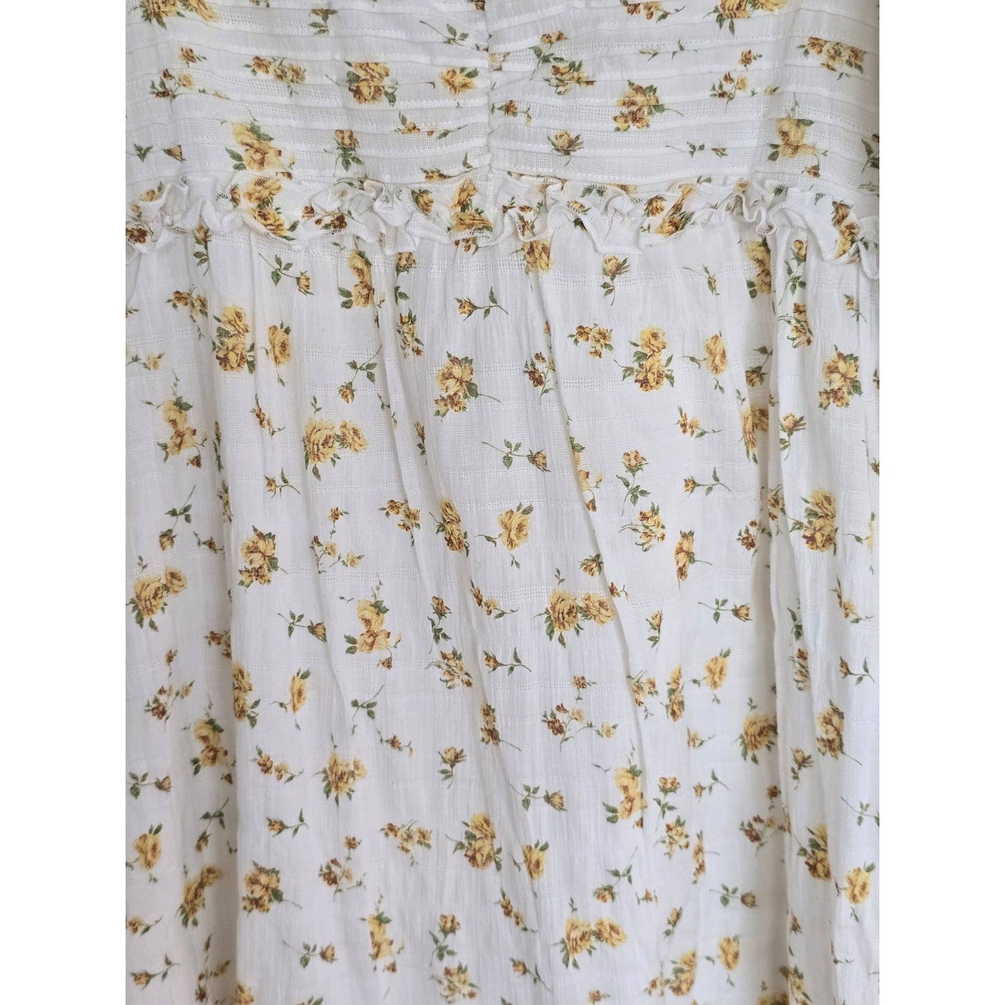 White Floral Midi Dress Puff Sleeve Size XXL NWT