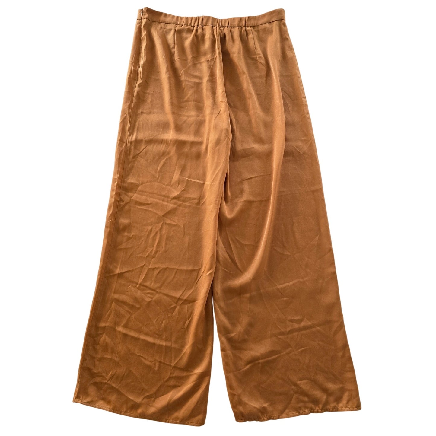 Gold Satin Wide Leg Pants High Waist Trousers Size XL NWT
