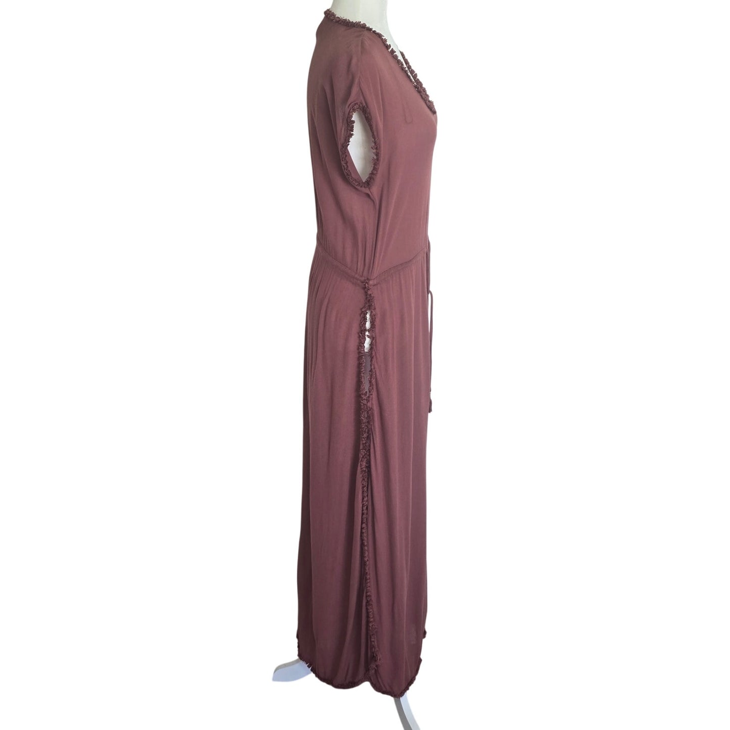 Rust Rayon Maxi Swim Cover Up Tassel Dress Size S
