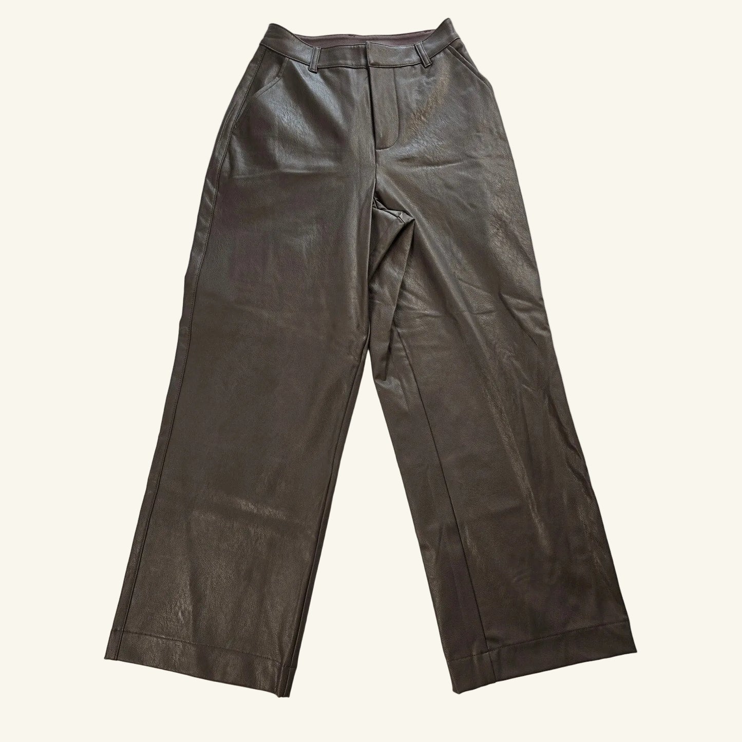 Chocolate Brown Vegan Leather Wide Leg Pants Size 0
