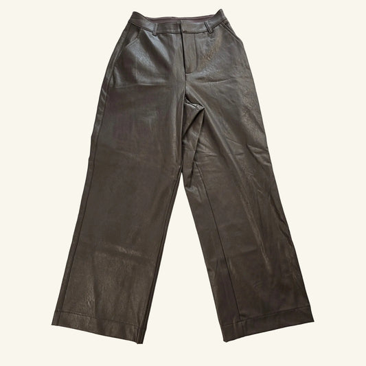 Chocolate Brown Vegan Leather Wide Leg Pants Size 0