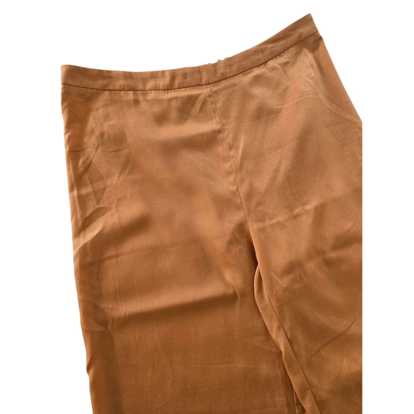 Gold Satin Wide Leg Pants High Waist Trousers Size XL NWT
