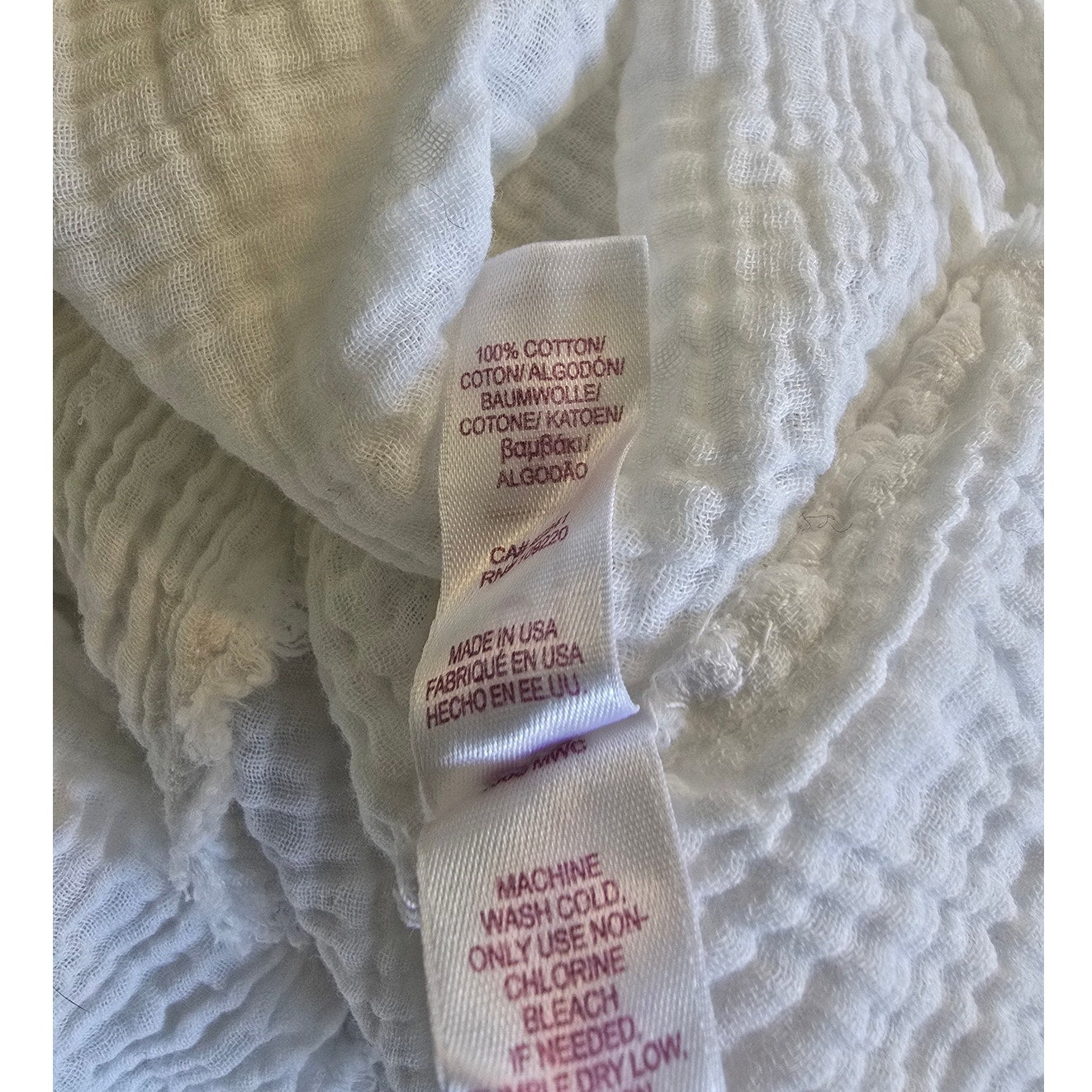 White Cotton Gauze V-Neck Blouse Size M