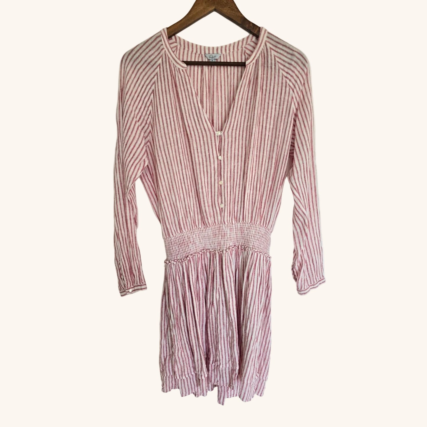 Red White Linen Blend Mini Dress Size M