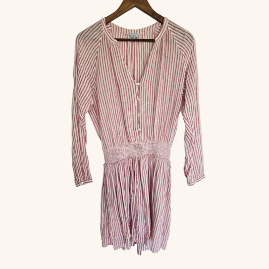 Red White Linen Blend Mini Dress Size M