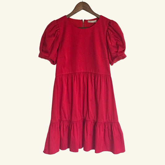 Red Puff Sleeve Tiered Mini Dress Size 8