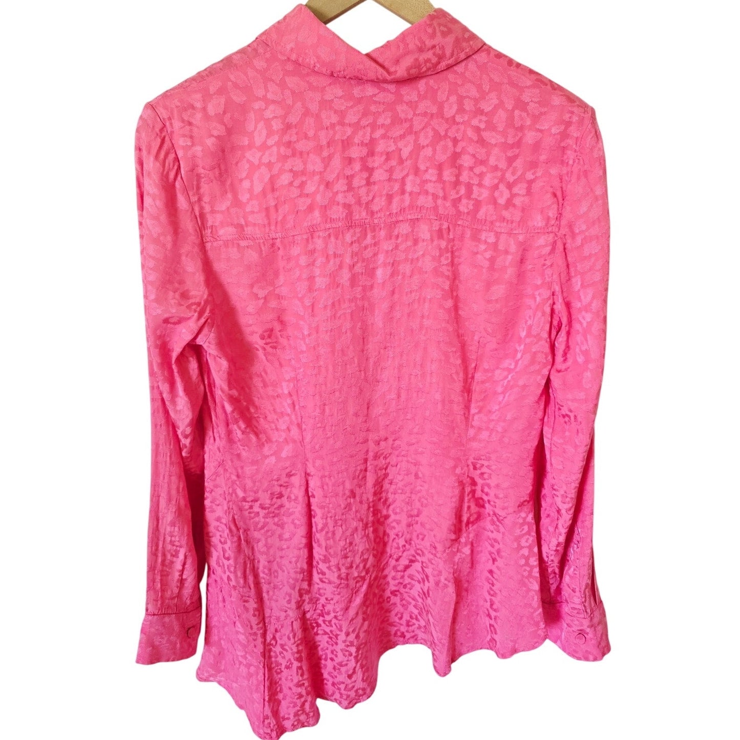Pink Leopard Asymmetrical Jacquard Blouse Size 36 S