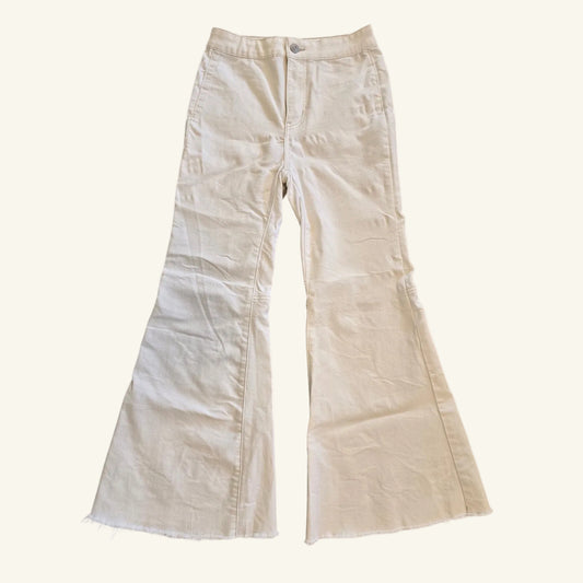 White High Rise Distressed Raw Hem Flare Jeans Size 26