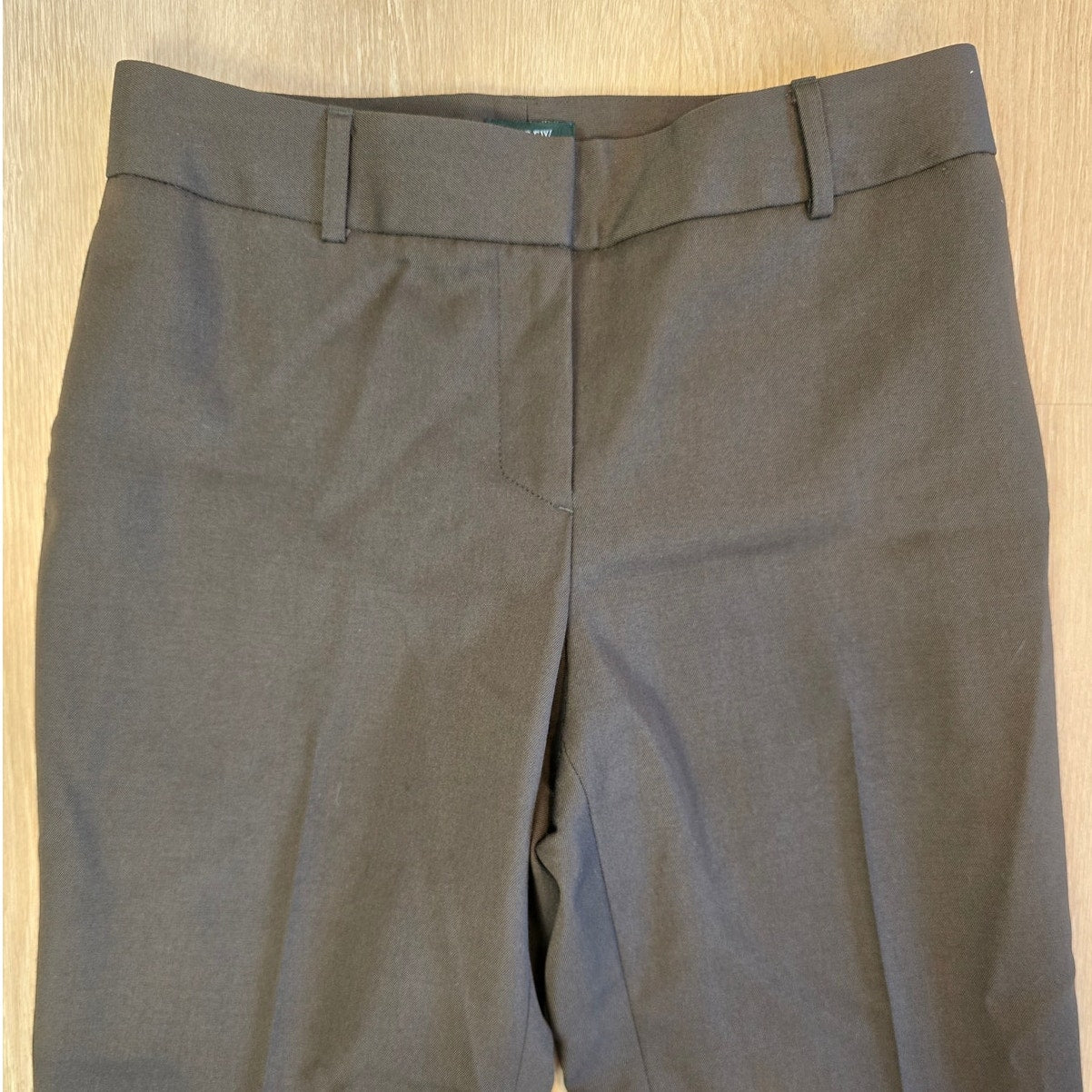 Olive Green Wool Tailored Wide Leg Pants Trousers Size 4