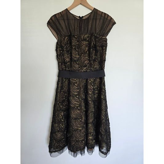 Black Gold Tulle Cocktail Dress Size 8