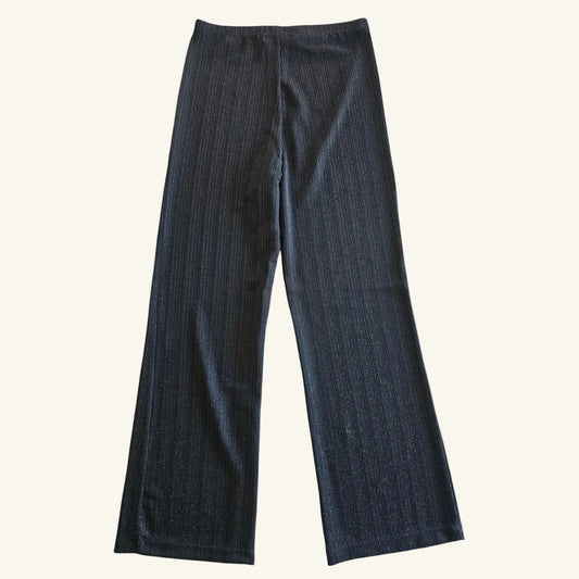 Black Metallic Shimmer Bootcut Stretch Pants Size S NWOT