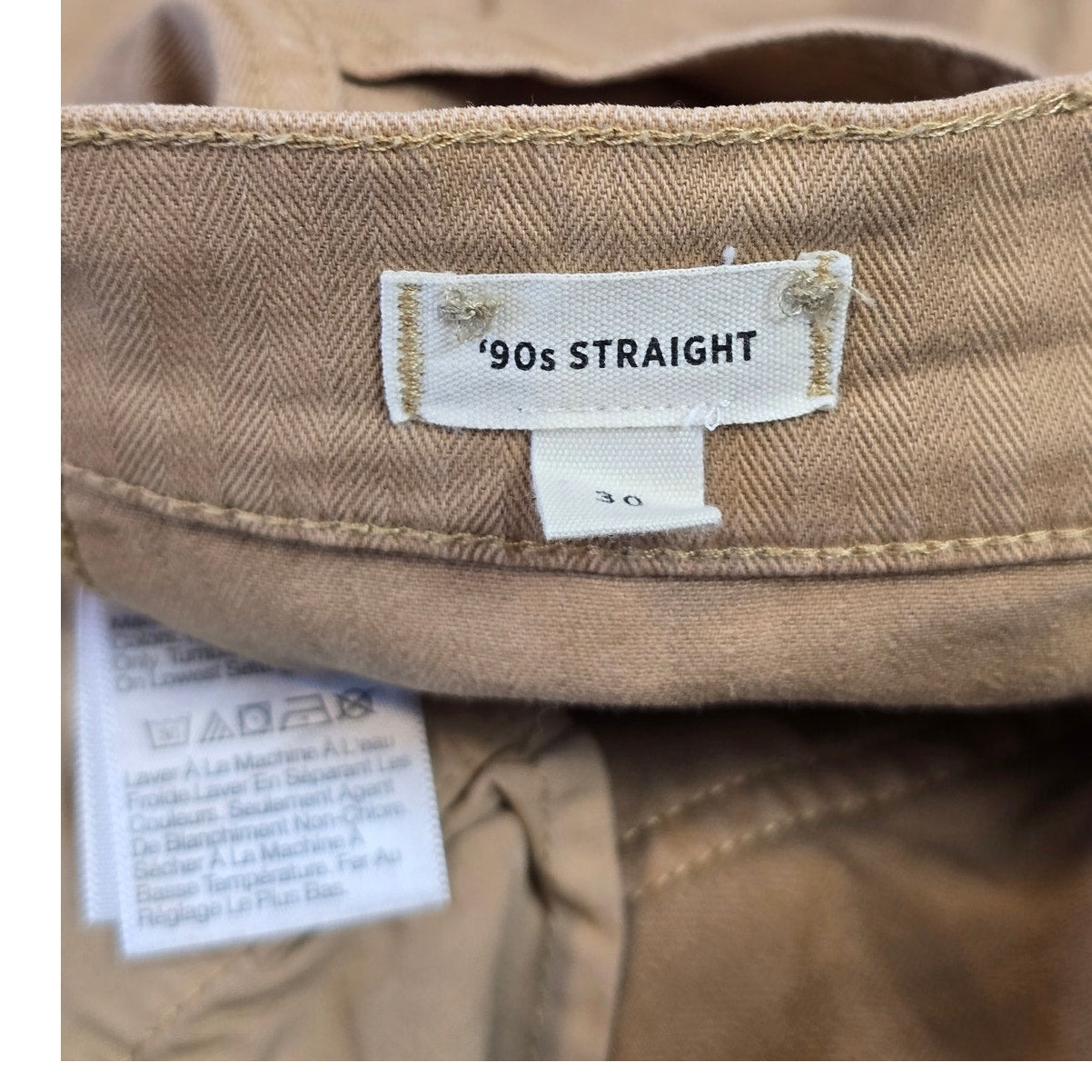 Tan 90s Straight Cargo Pants Garment Dyed Size 30