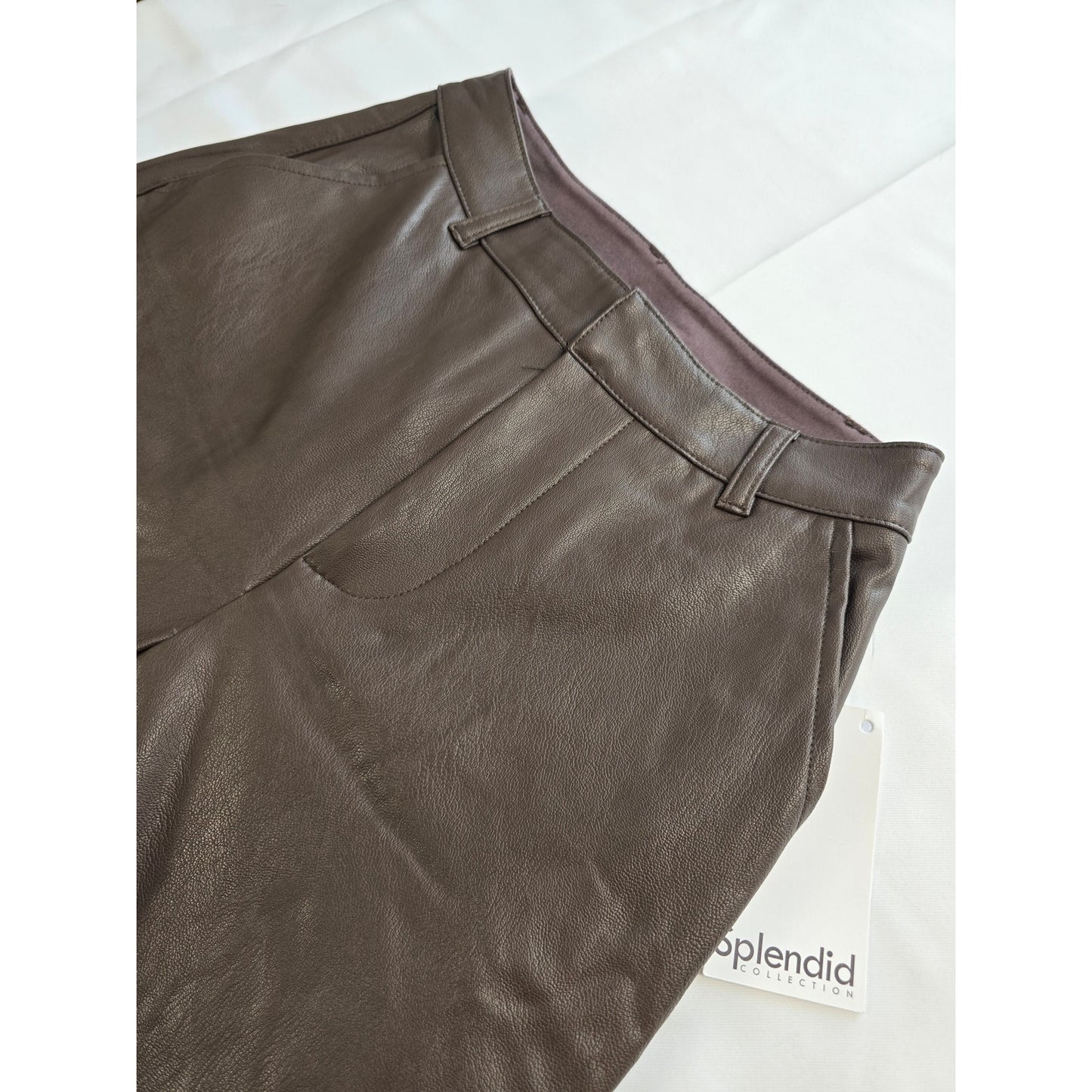 Chocolate Brown Vegan Leather Wide Leg Pants Size 0