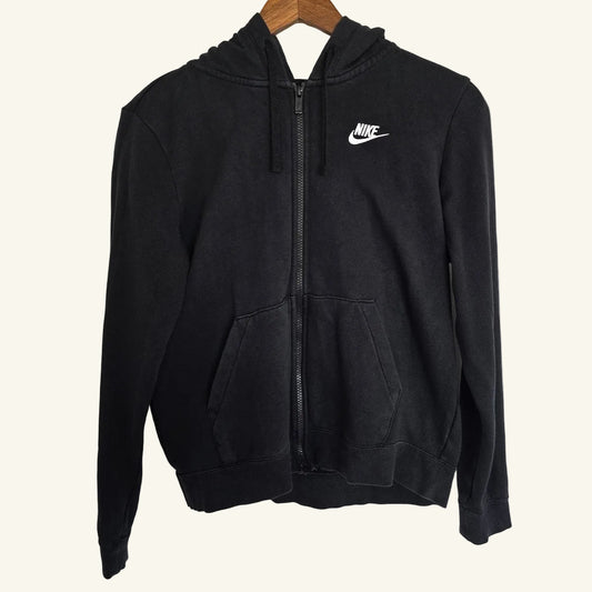Black Logo Fleece Zip Hoodie Sweatshirt Size Small