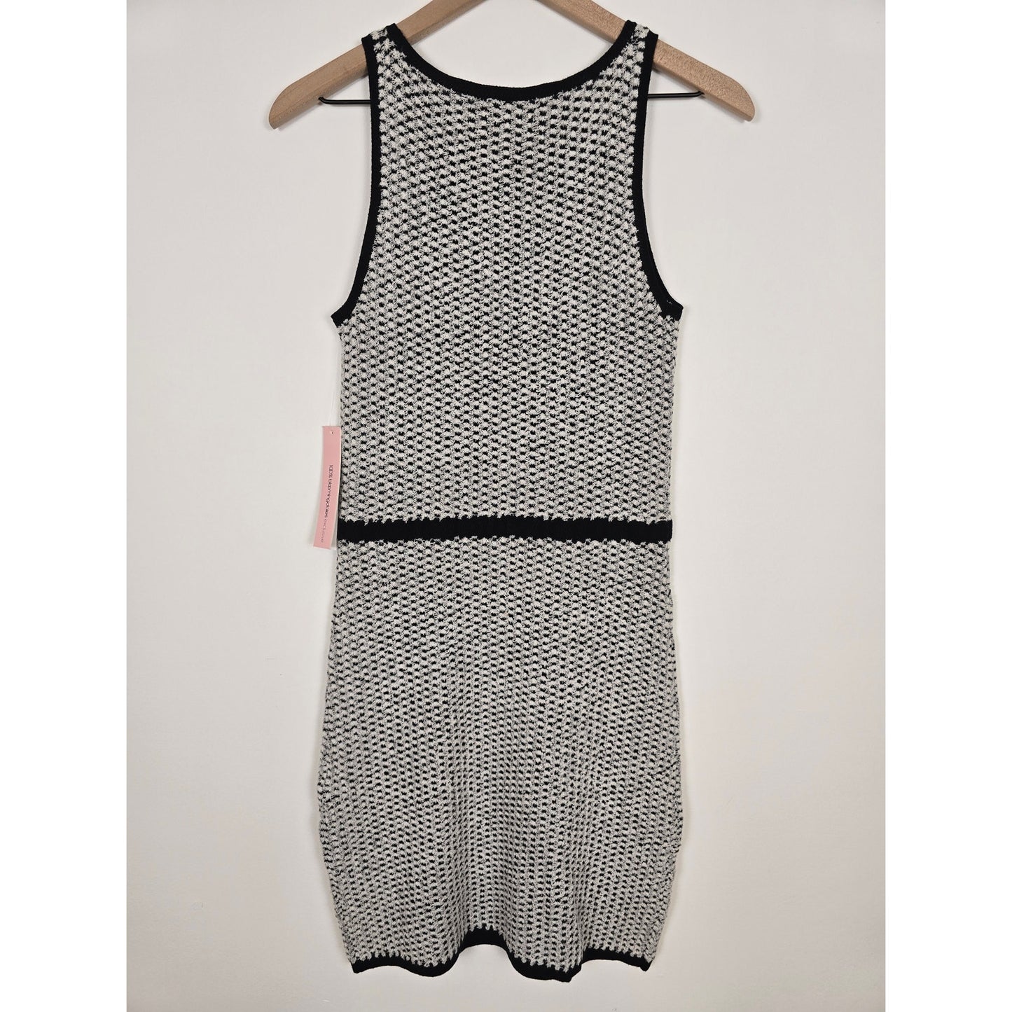 Black & White Bouclé Knit Tweed Mini Dress Sleeveless Size M NWT