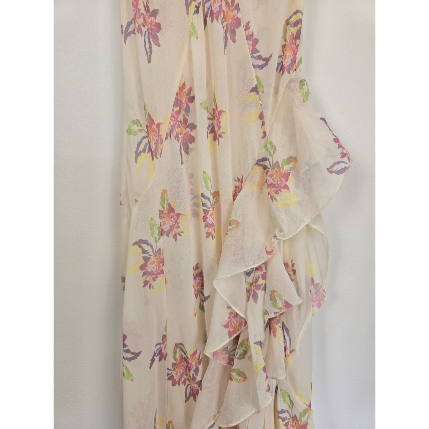 Ivory Floral Halter Maxi Dress Size XS